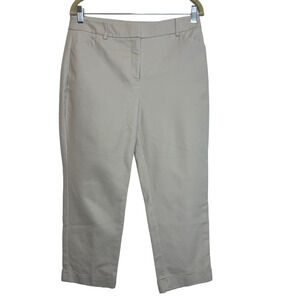 So Slimming By Chicos Womens Cropped Pants Medium Cuffed Beige Cotton Spandex